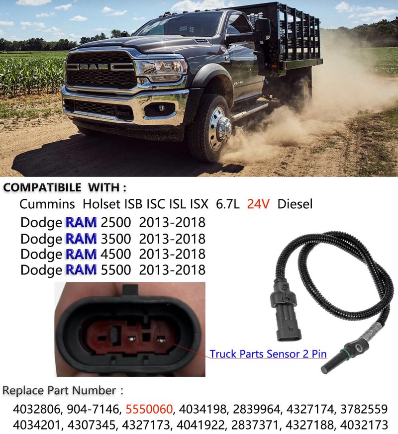 CHENHO Turbocharger Speed Sensor RAM 6.7, Turbo Charger Output Speed Sensor for Cummins Holset ISB ISC ISX 6.7L Diesel Dodge RAM 2500 3500 4500 5500 4032806 - Image 2